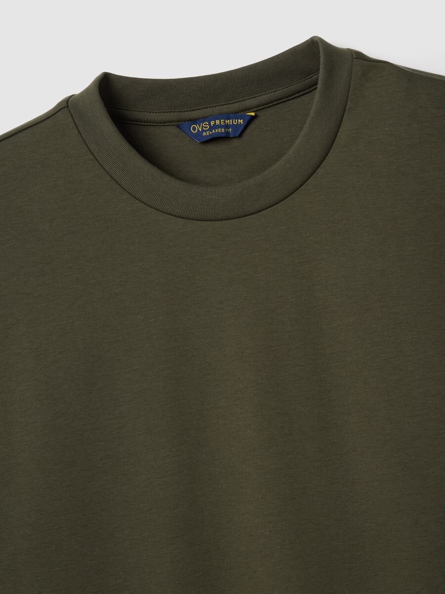 Green crew neck T-shirt in pure cotton regular fit_1