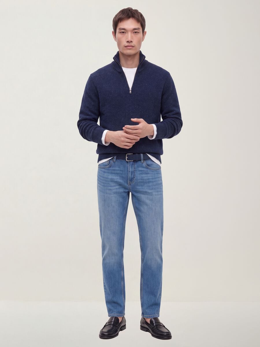 Light blue slim-fit stretch cotton jeans_1