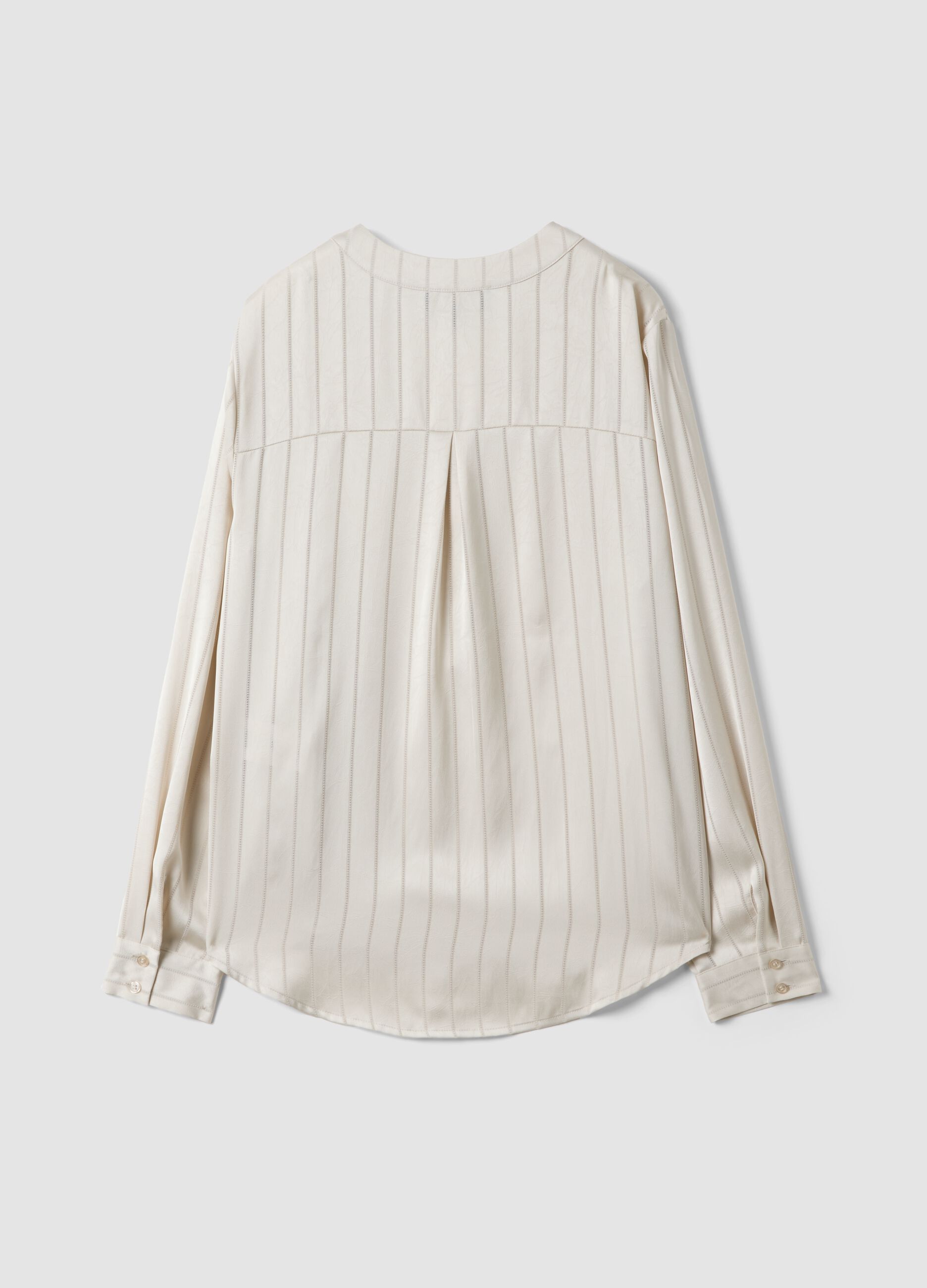 Camicia bianca in tessuto elasticizzato a righe