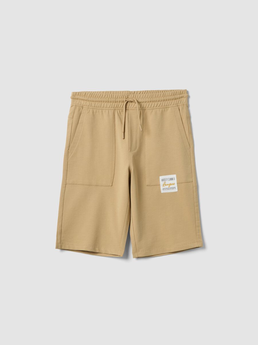 Boy's beige pure cotton shorts regular fit_0