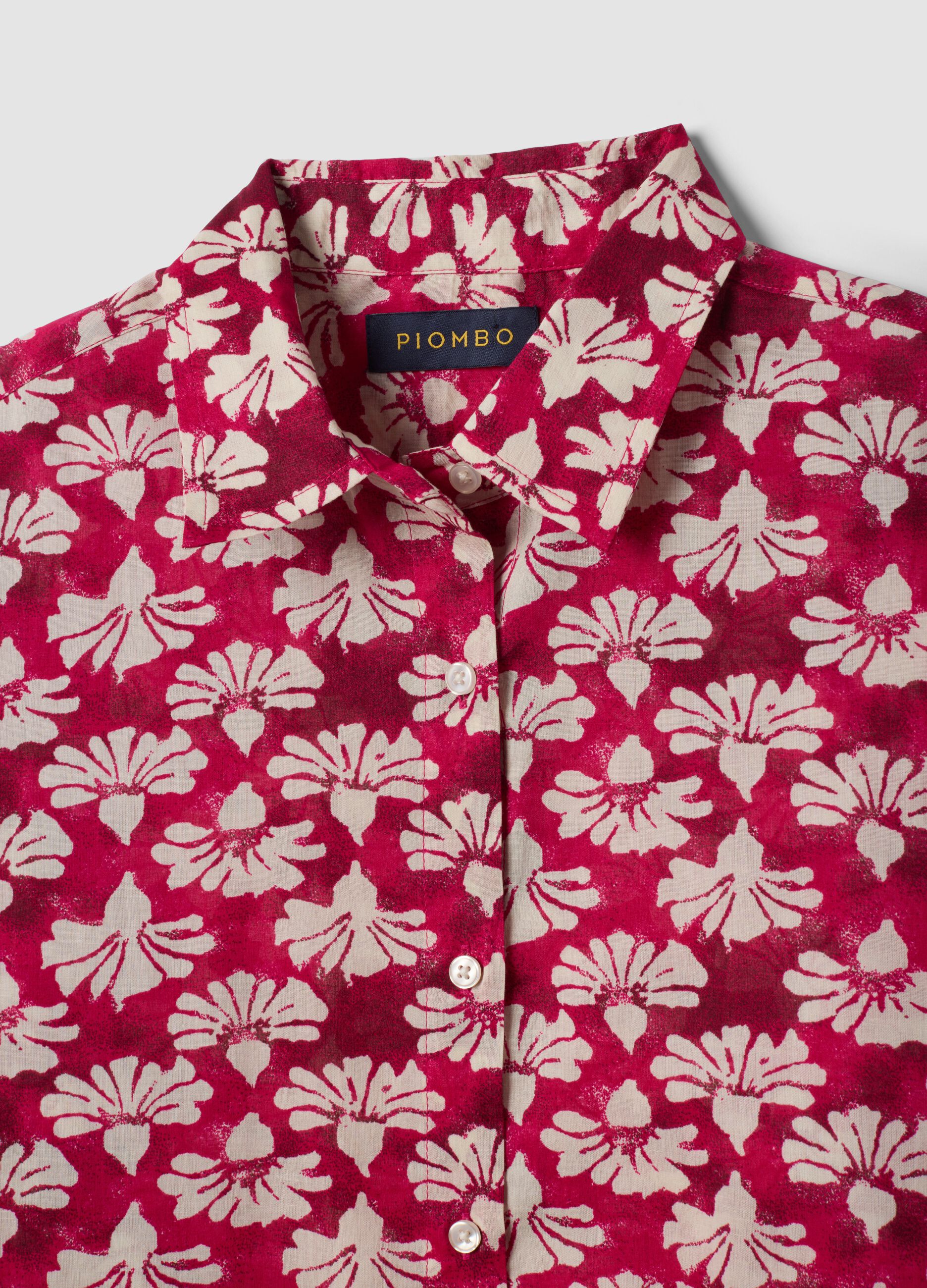 Roter Kaftan aus reiner Baumwolle mit Blumenprint
