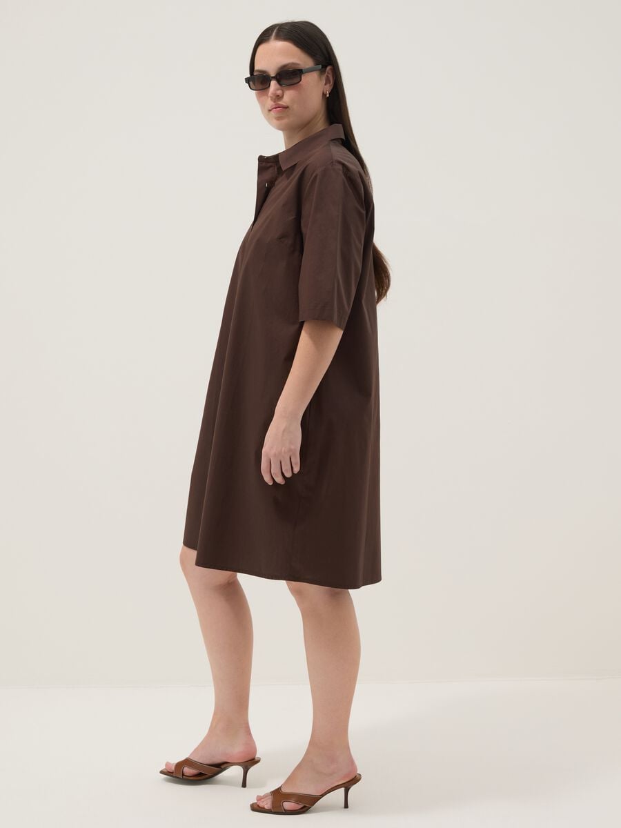 Brown pure cotton shirt dress_2