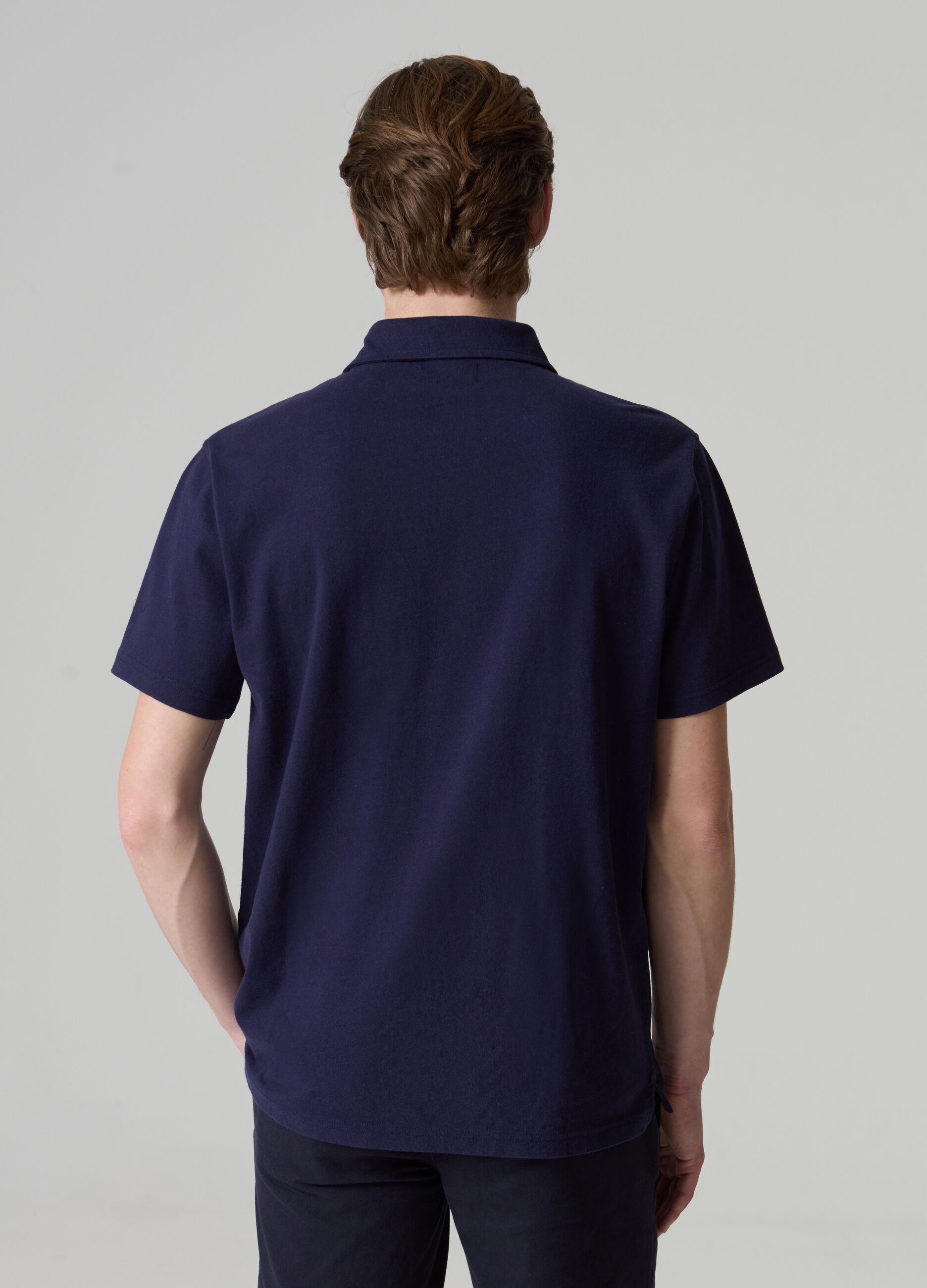 Piquet polo shirt with pocket and anchor embroidery