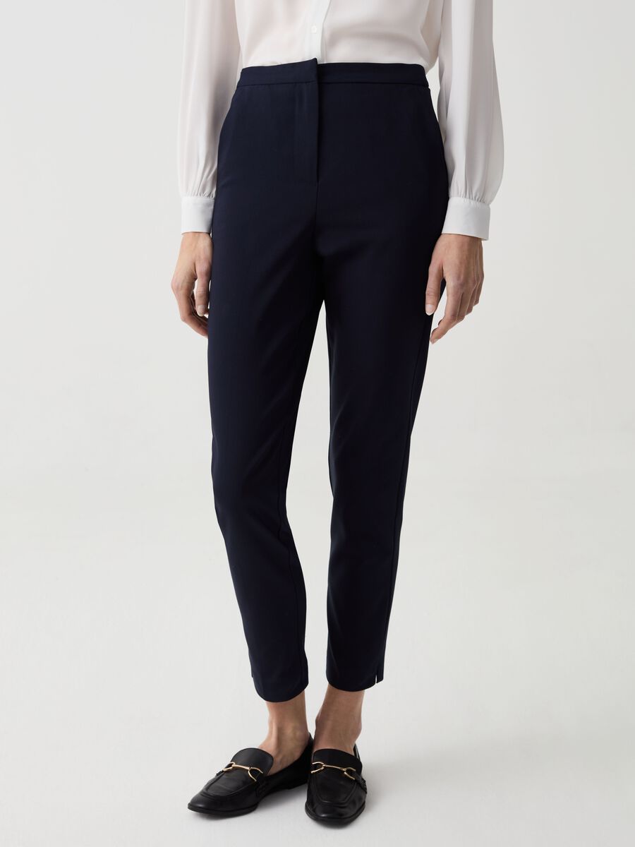 Cropped stretch cigarette trousers_1