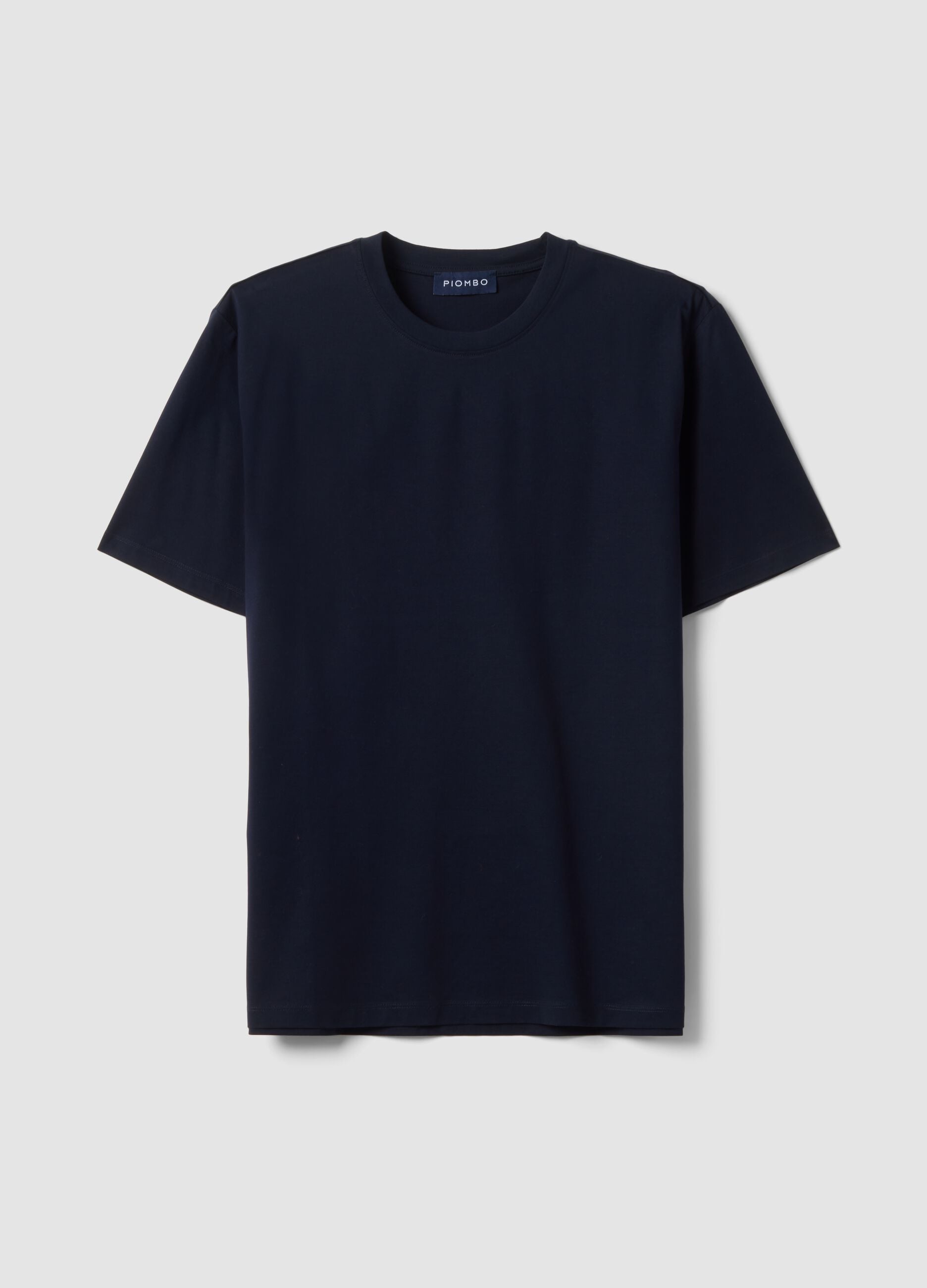 Blue pure cotton jersey T-shirt with crew neck, relaxed fit