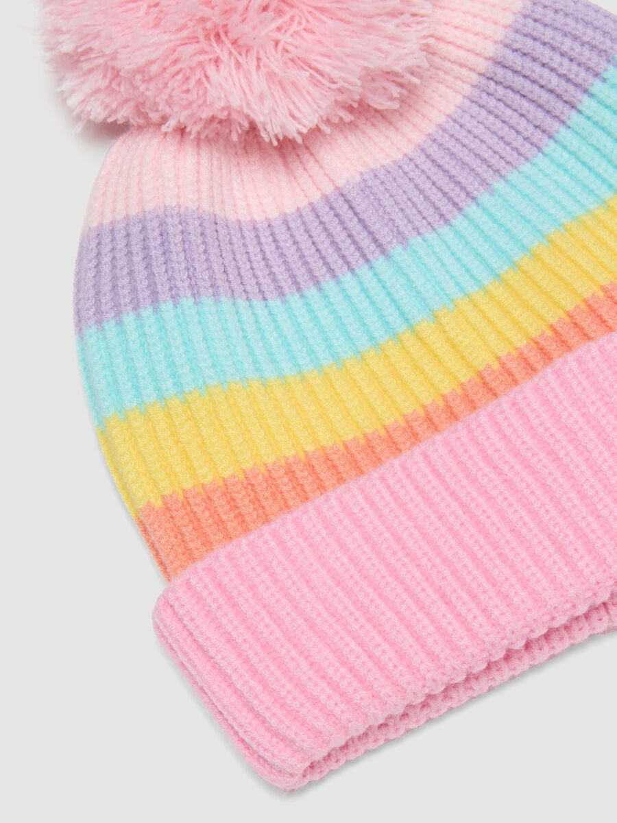 Pink stretch viscose set with hat and gloves_1