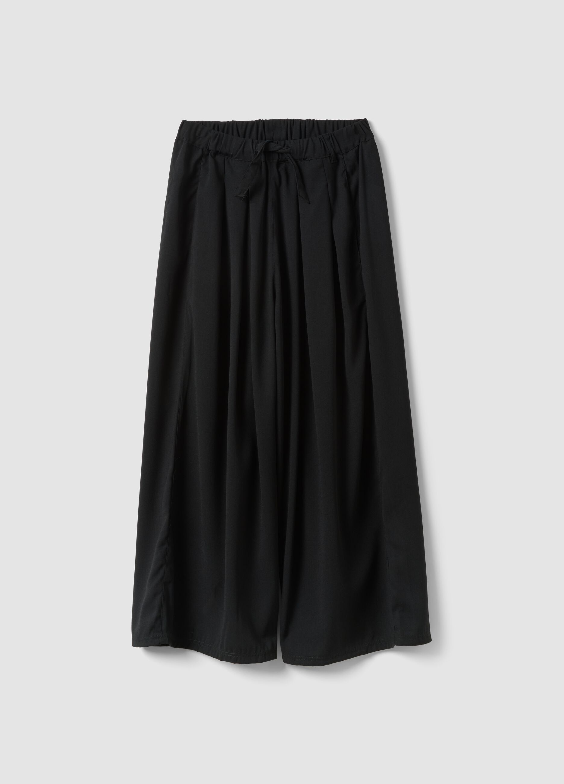 Girls' black pure cotton wide leg trousers