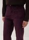 Pantaloni viola flare in cotone e modal elasticizzato a coste_2