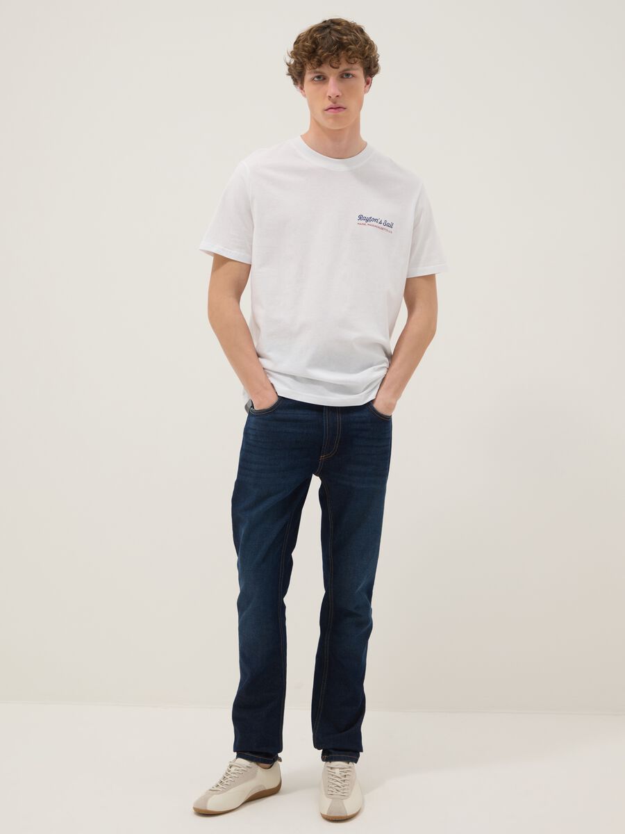 White pure cotton T-shirt with print_1