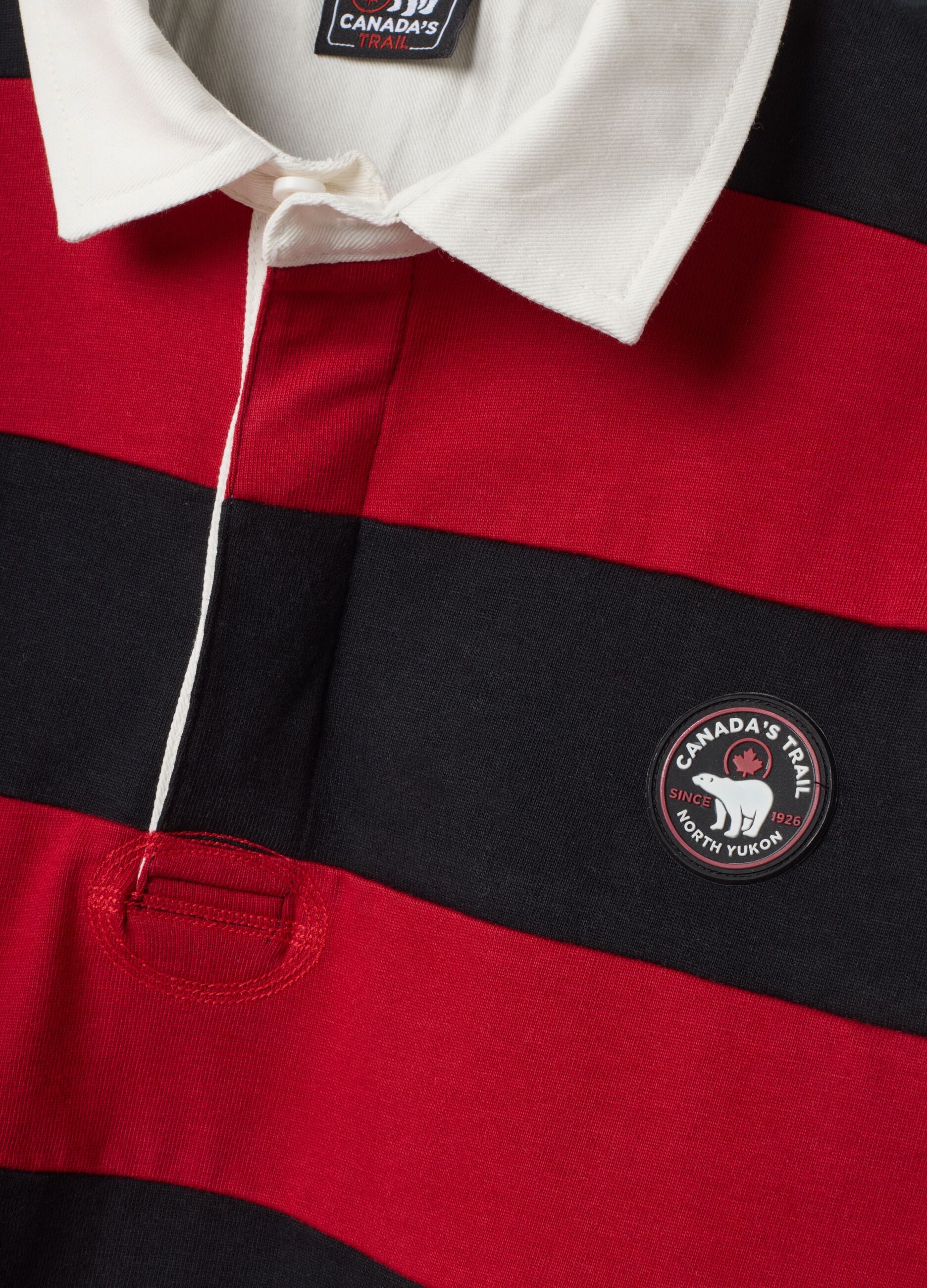 Multicoloured striped rugby polo