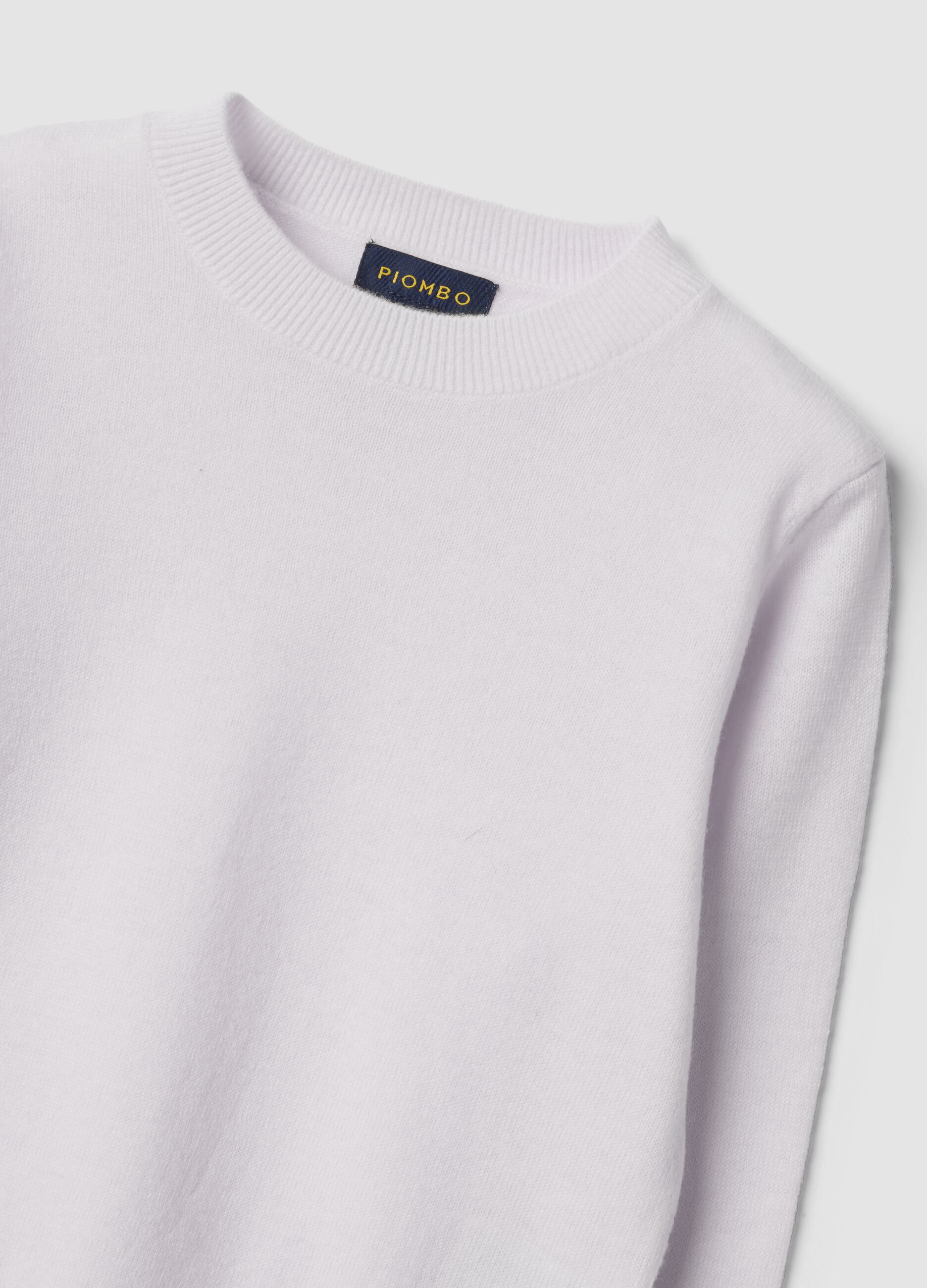 White pure wool regular-fit long-sleeve jumper