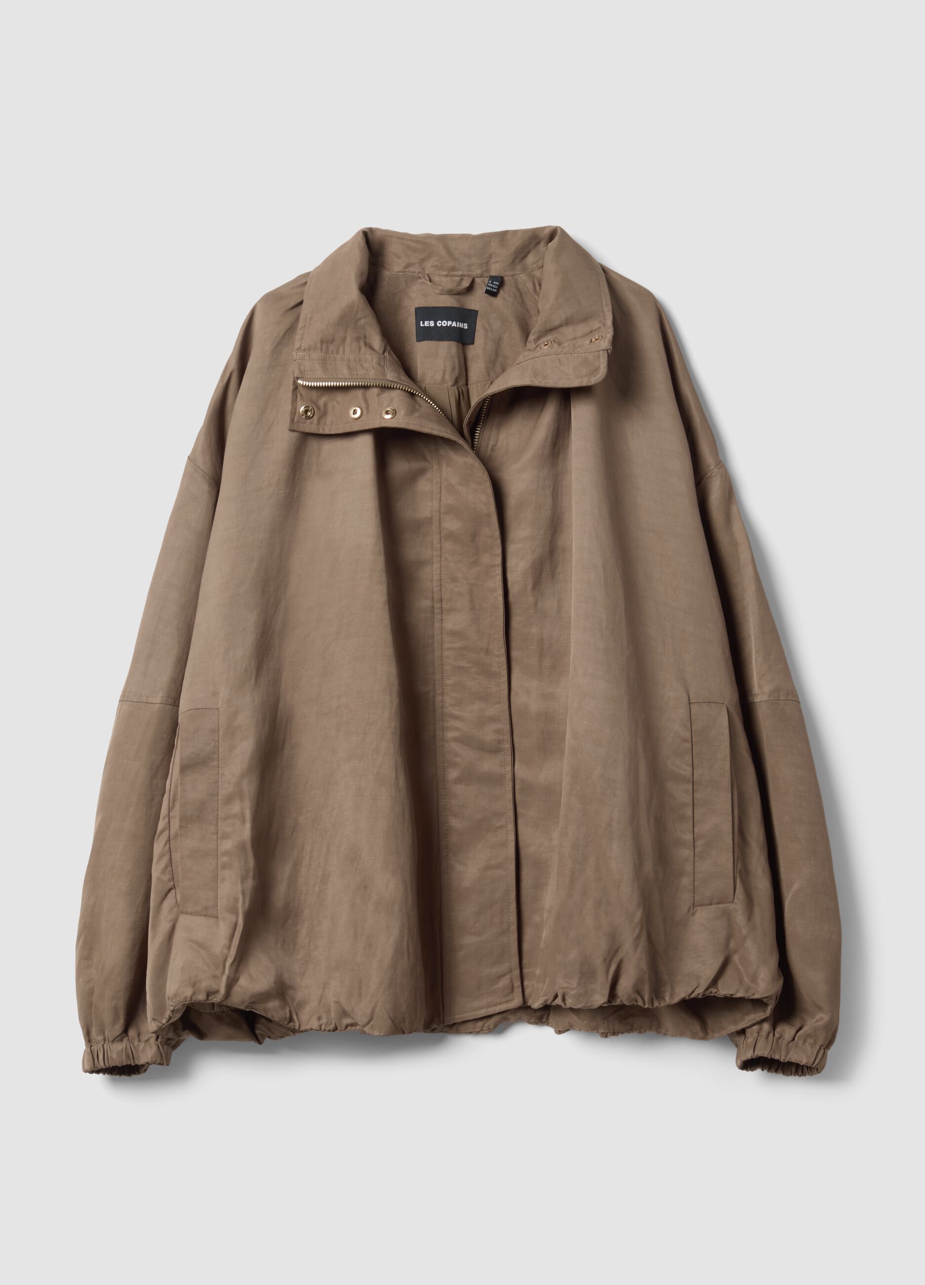 Brown regular-fit jacket in viscose and linen blend
