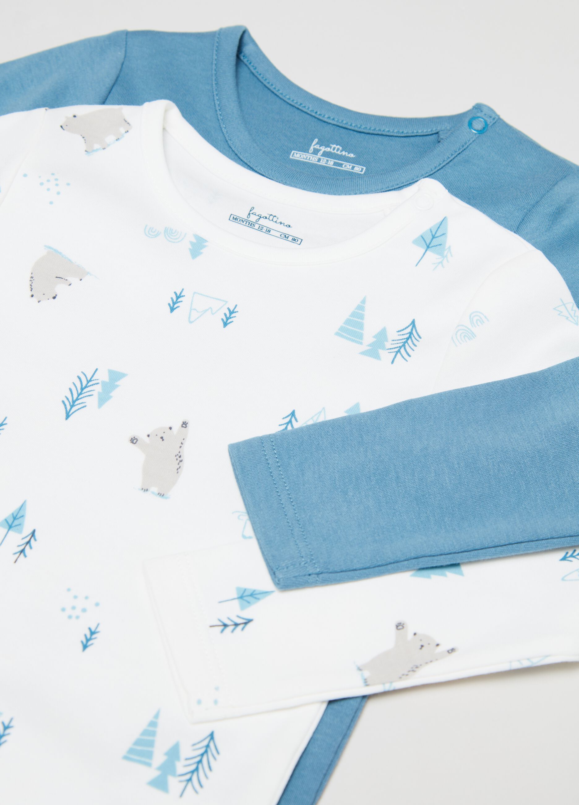 Pack of two long-sleeved cotton onesies