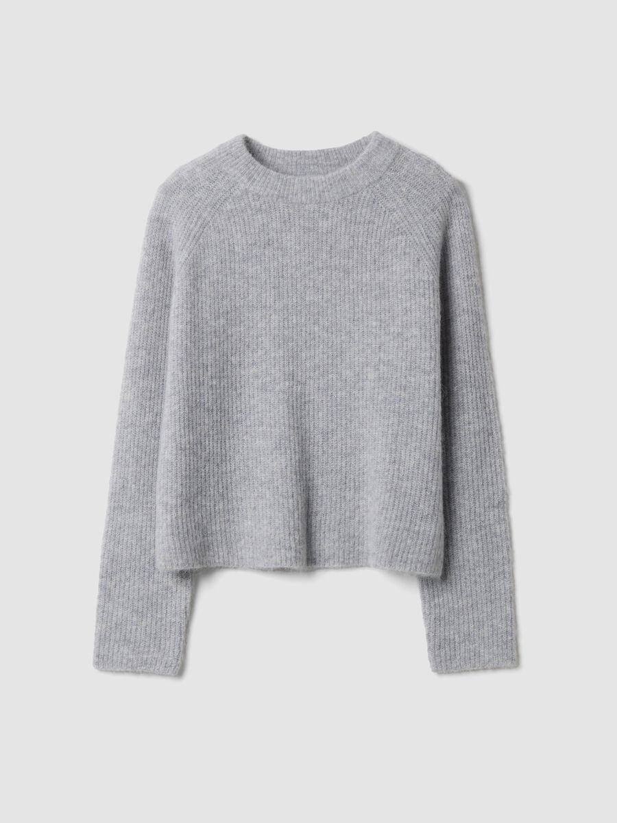 Maglia grigia in lana e alpaca elasticizzato girocollo_4