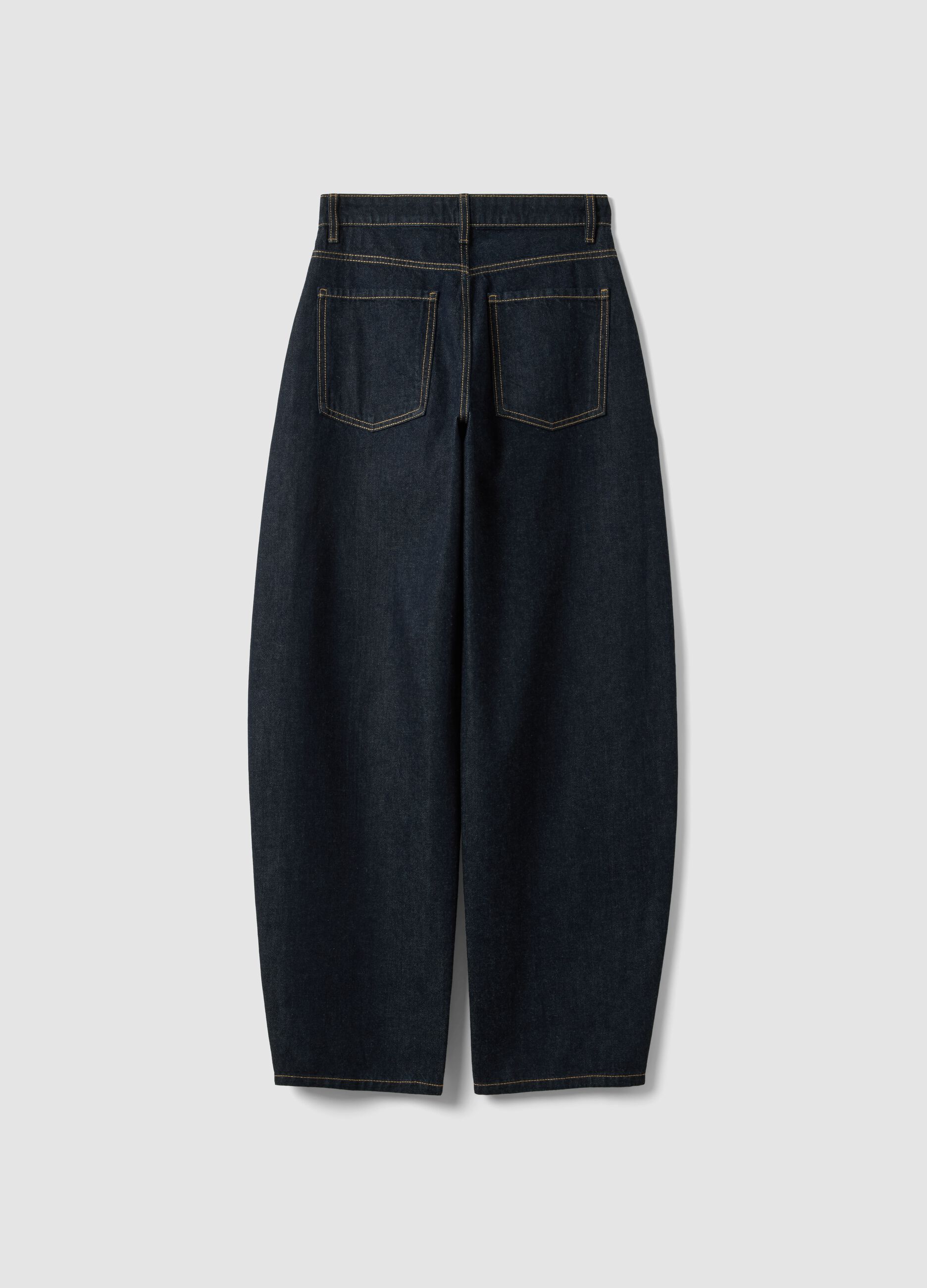 Jeans lavaggio scuro denim in puro cotone barrel fit