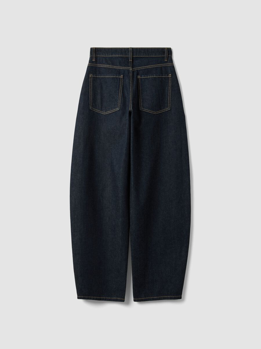 Jeans lavaggio scuro denim in puro cotone barrel fit_2