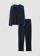 Pigiama blu navy in puro cotone organico con girocollo_0
