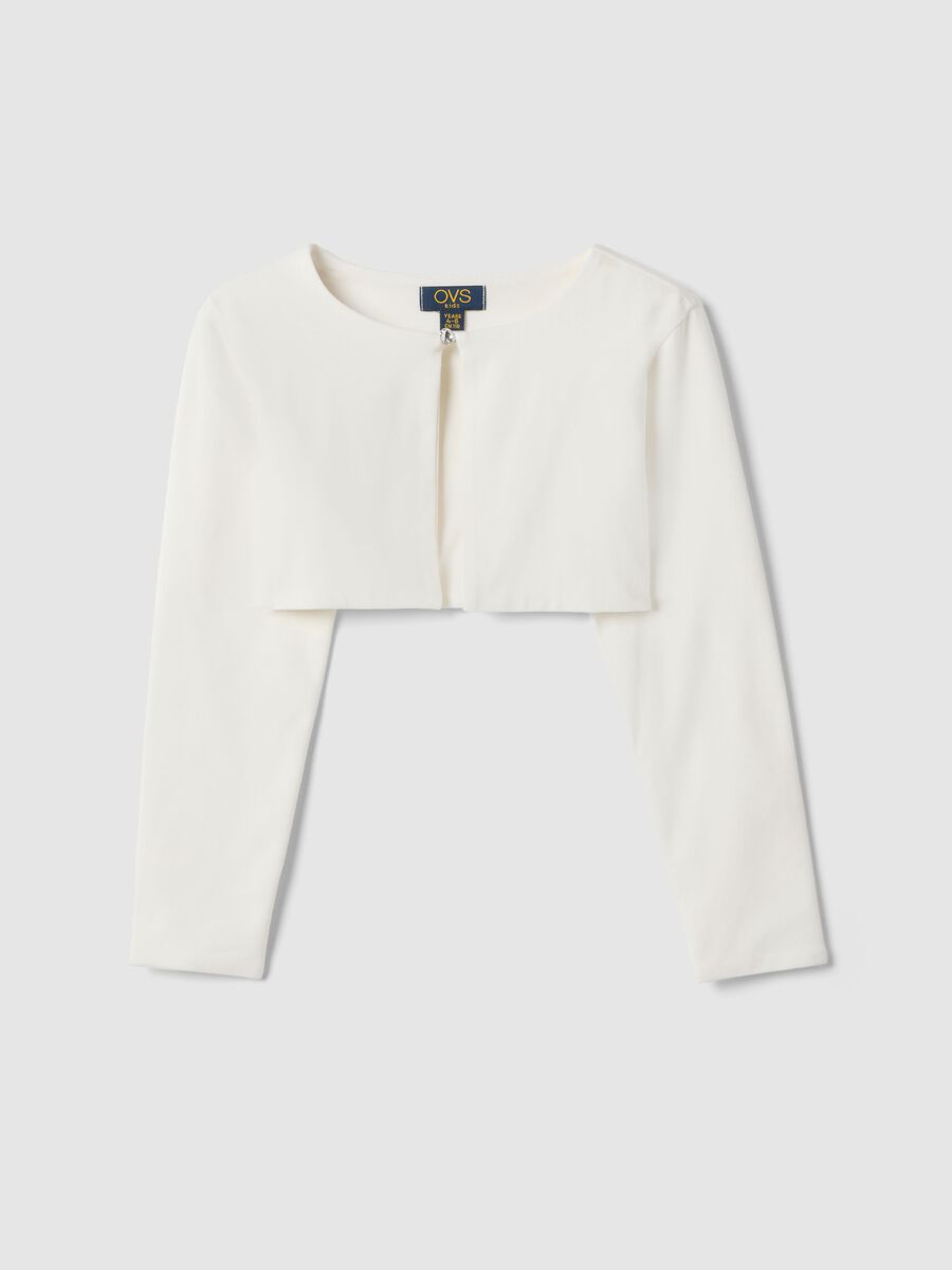 Girls' white slim fit stretch cotton t-shirt_0