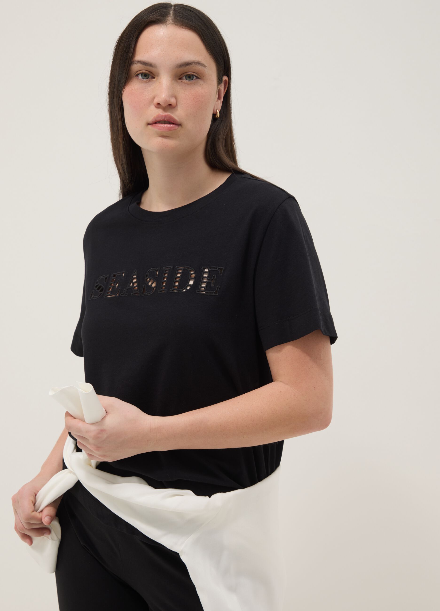 Black pure cotton short-sleeve T-shirt