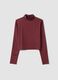 Red cropped stretch T-shirt with high neck_4