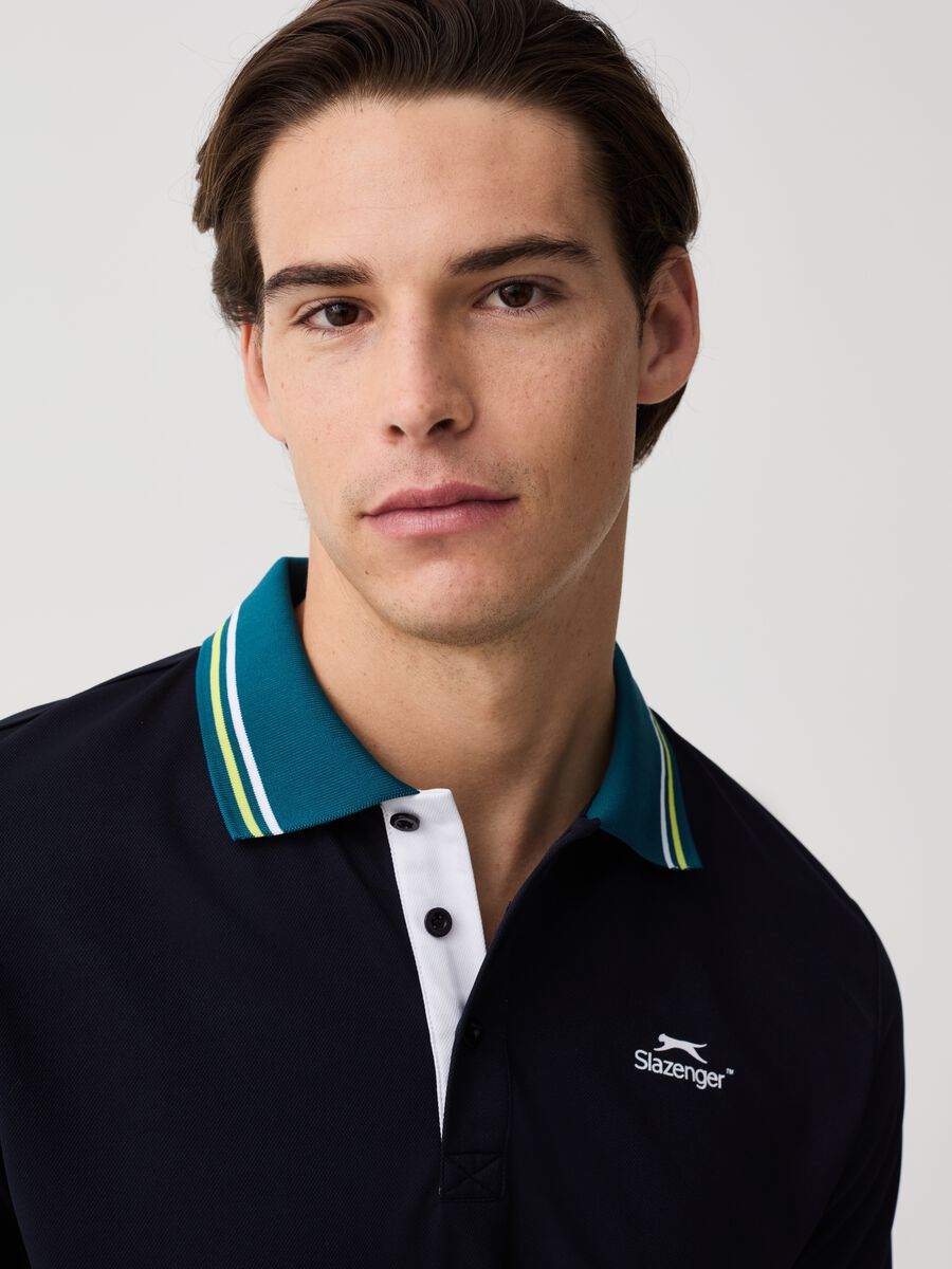 Slazenger tennis polo shirt with striped trims_1