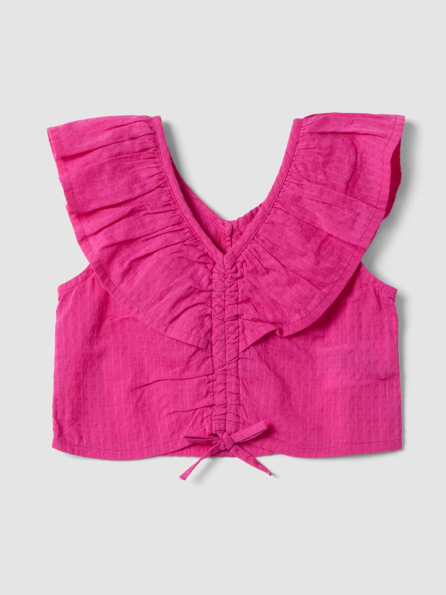 Pink pure cotton top with ruffles_0