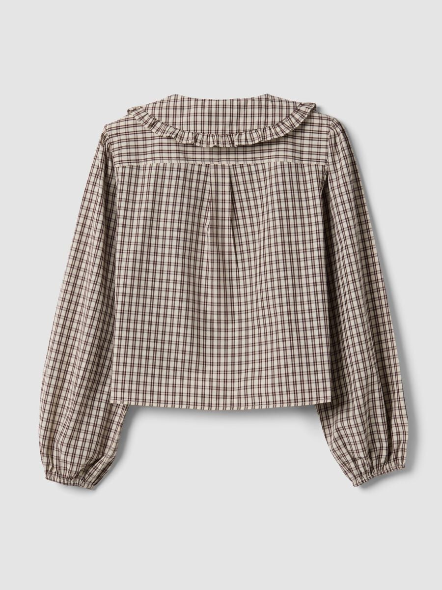 Brown checked cotton-blend poplin shirt_2