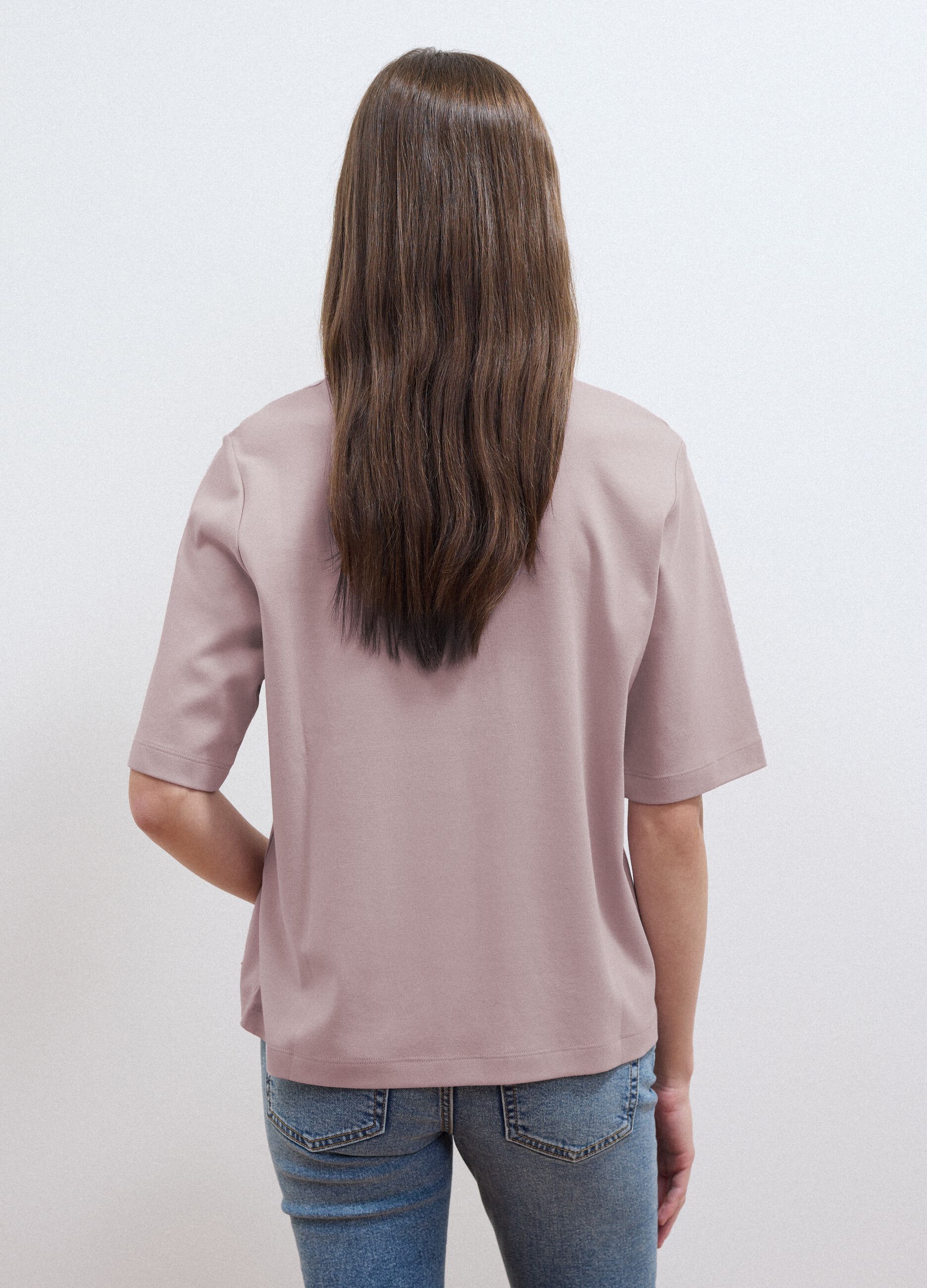 &Rho;&omicron;&zeta; T-shirt boxy fit &alpha;&pi;ό &mu;ί&gamma;&mu;&alpha; &beta;&alpha;&mu;&beta;&alpha;&kappa;&iota;&omicron;ύ &kappa;&alpha;&iota; &beta;&iota;&sigma;&kappa;ό&zeta;&eta;&sigmaf;