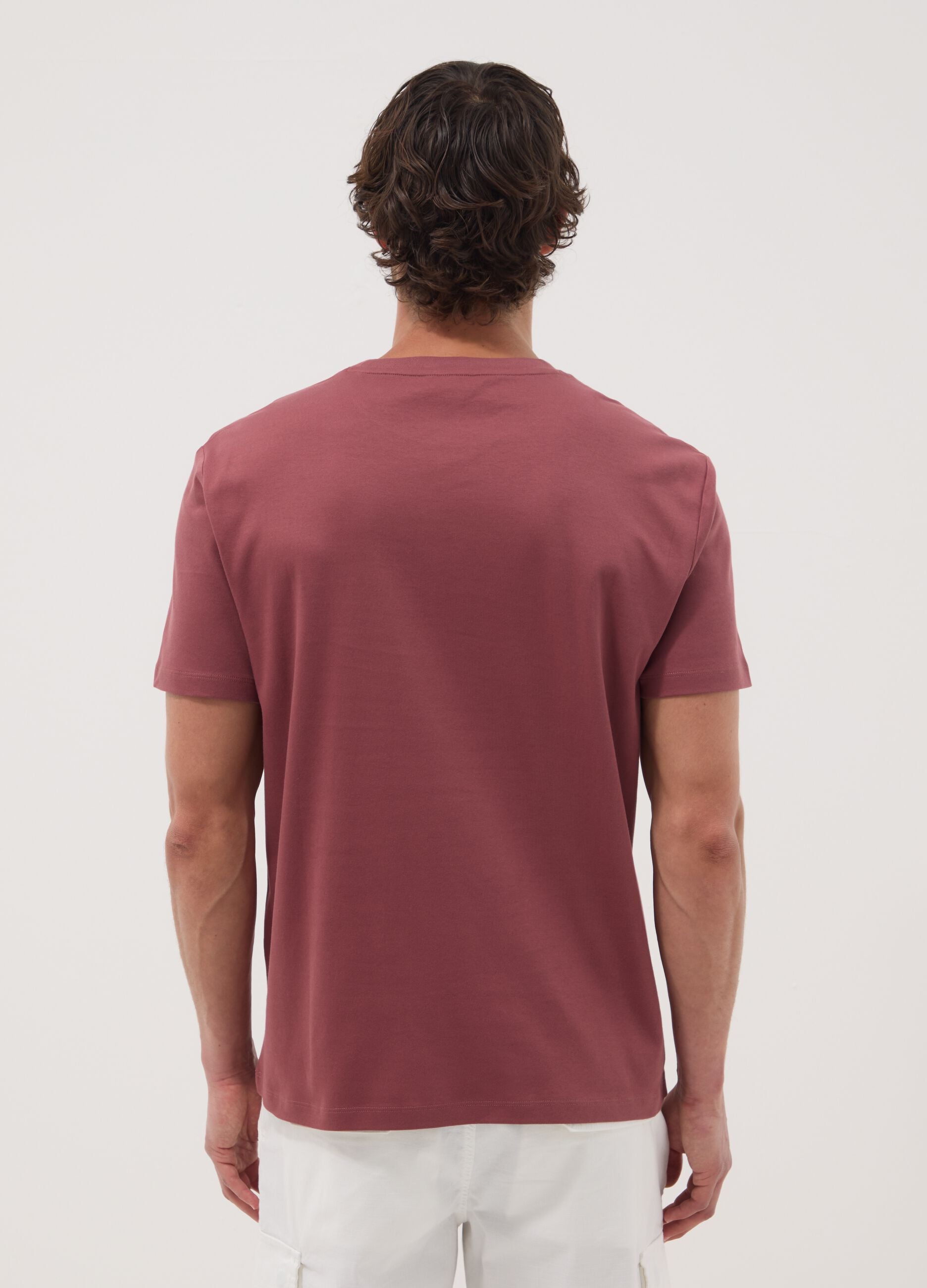 T-shirt rossa in puro cotone mercerizzato slim fit