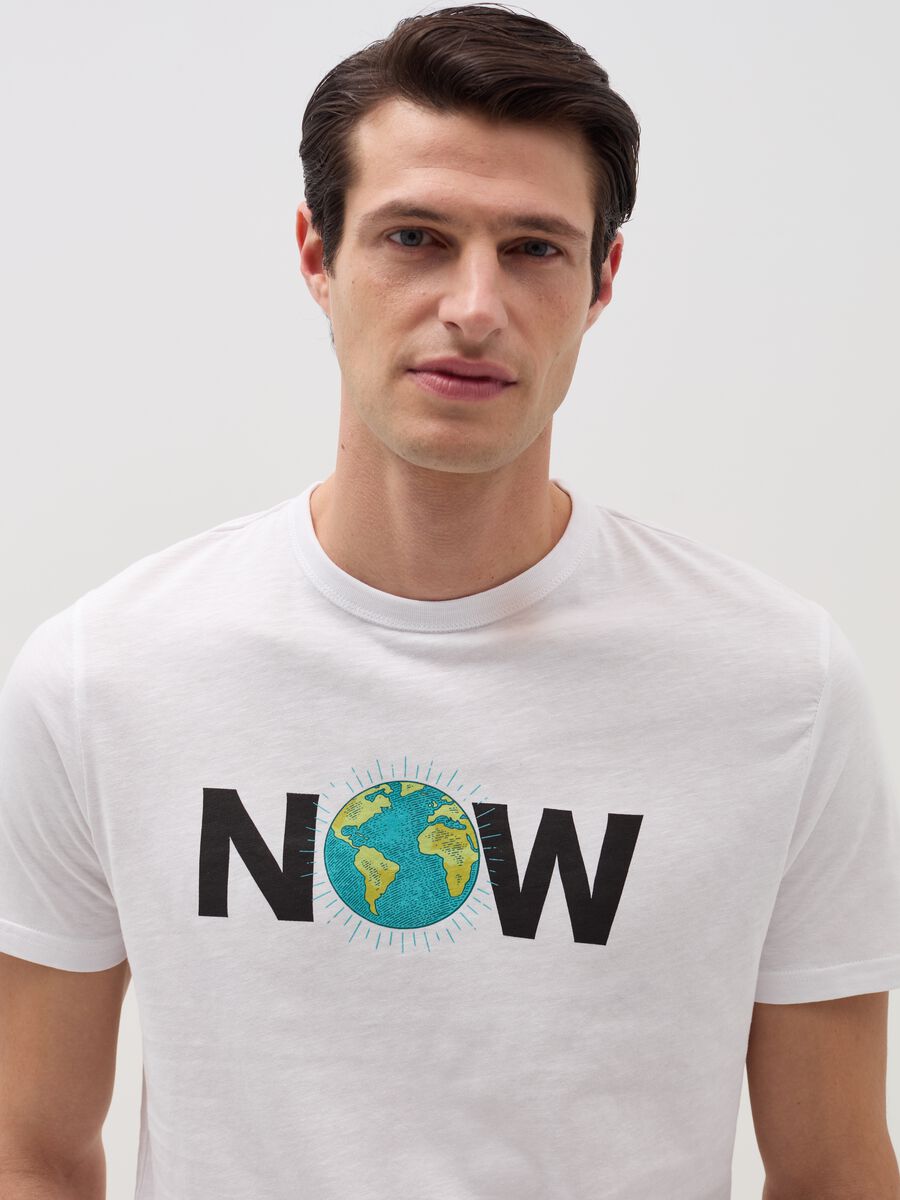 T-shirt in slub jersey stampa pianeta Terra_1