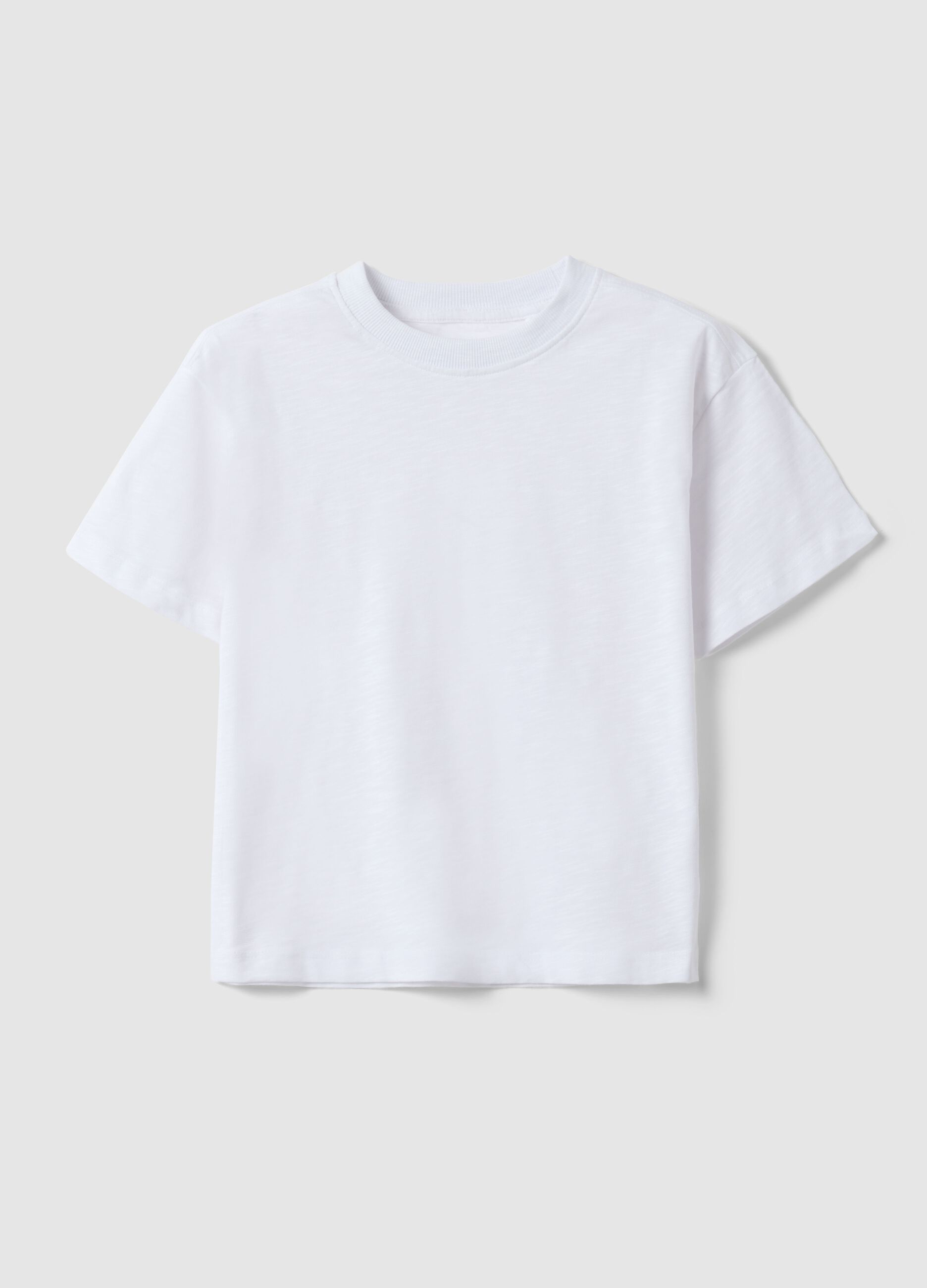 Children's oversized fit white pure cotton crew neck t-shirt