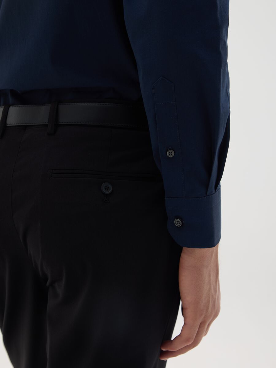 Men's blue pure cotton shirt, regular fit, easy iron_3