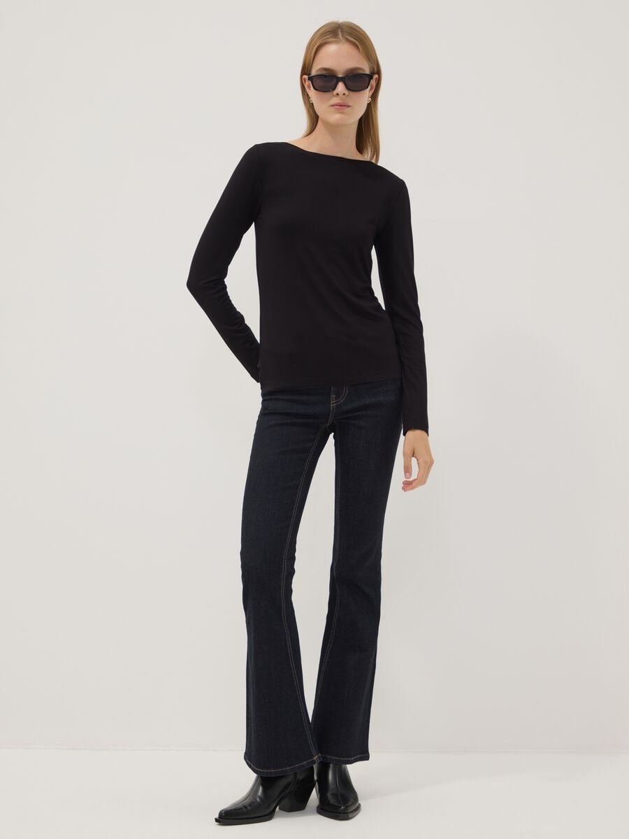 Blue flared stretch-cotton jeans_0