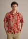 Red organic cotton shirt with tropical print_3