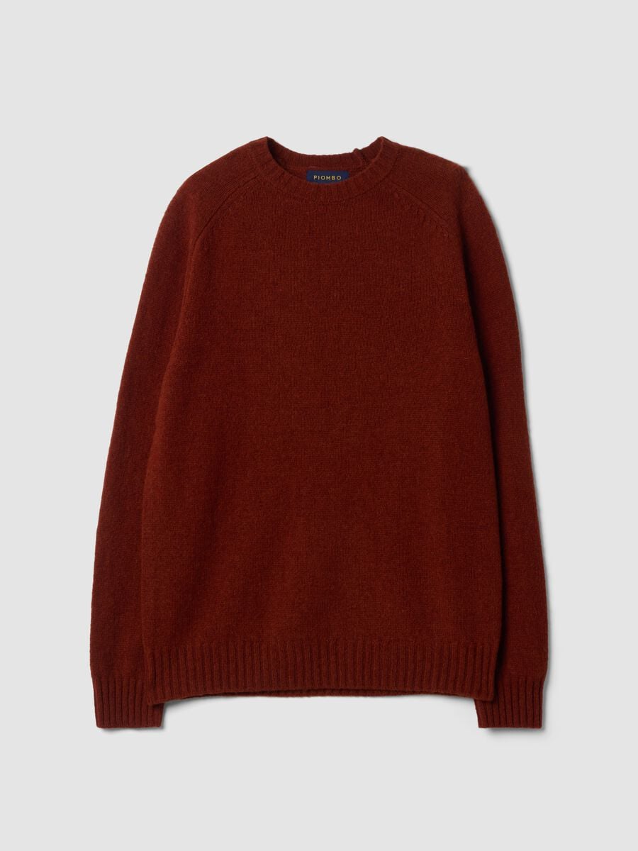 Orange crew-neck jumper in pure wool, regular fit_0