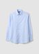 Light blue pure cotton regular fit shirt with micro-checks_4