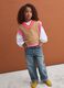 Blue pure cotton straight-fit jeans with belt loops for girls_1