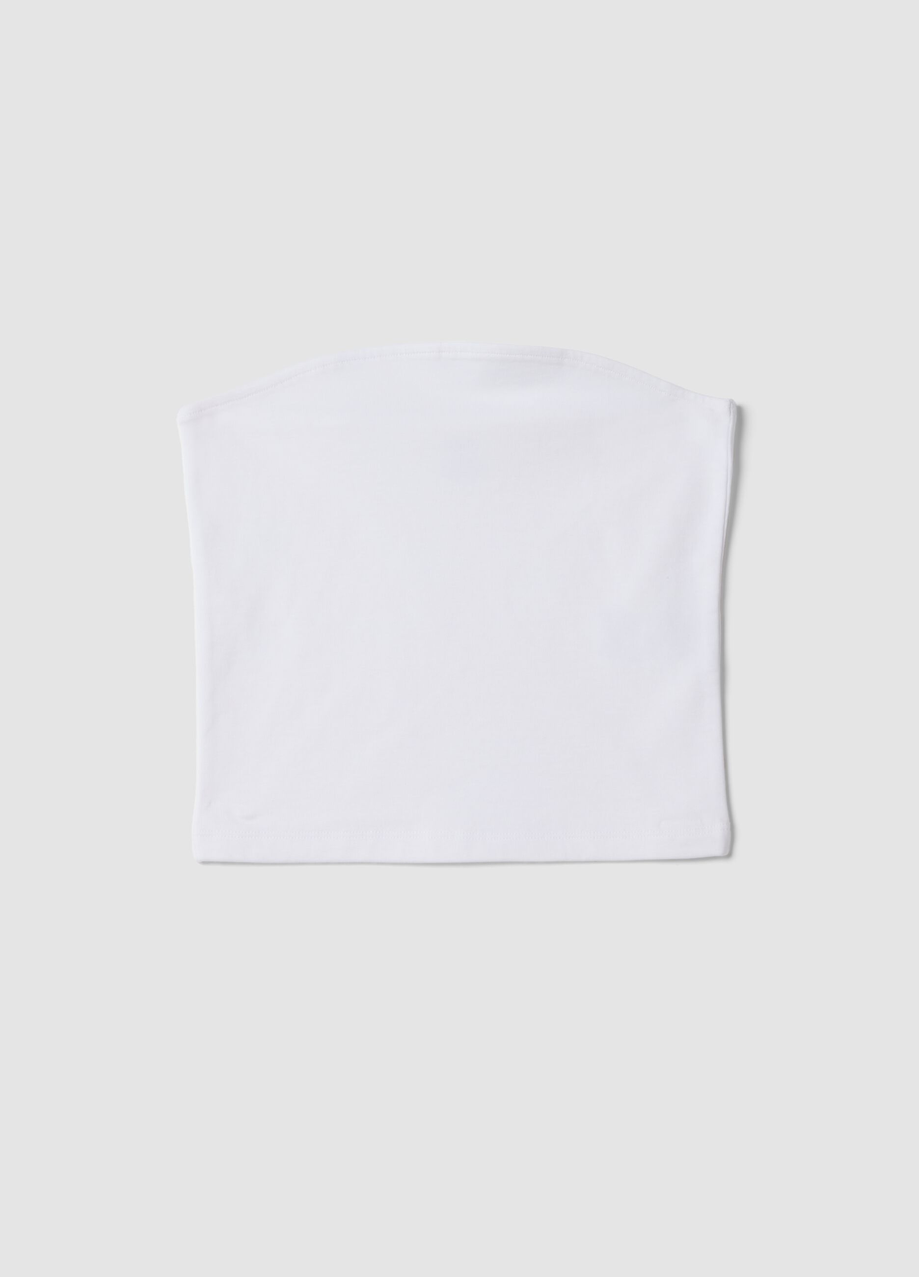 Top fitted a fascia bianco in cotone elasticizzato da ragazza