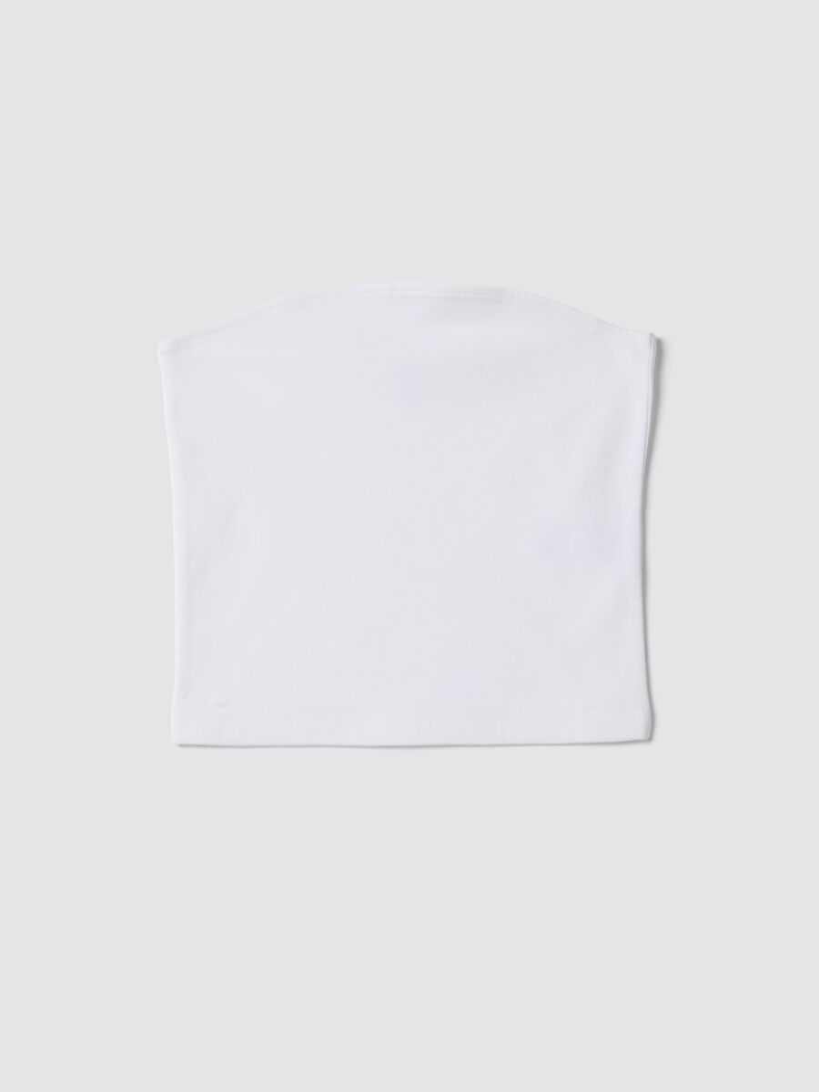 Girls&rsquo; white fitted bandeau top in stretch cotton_0