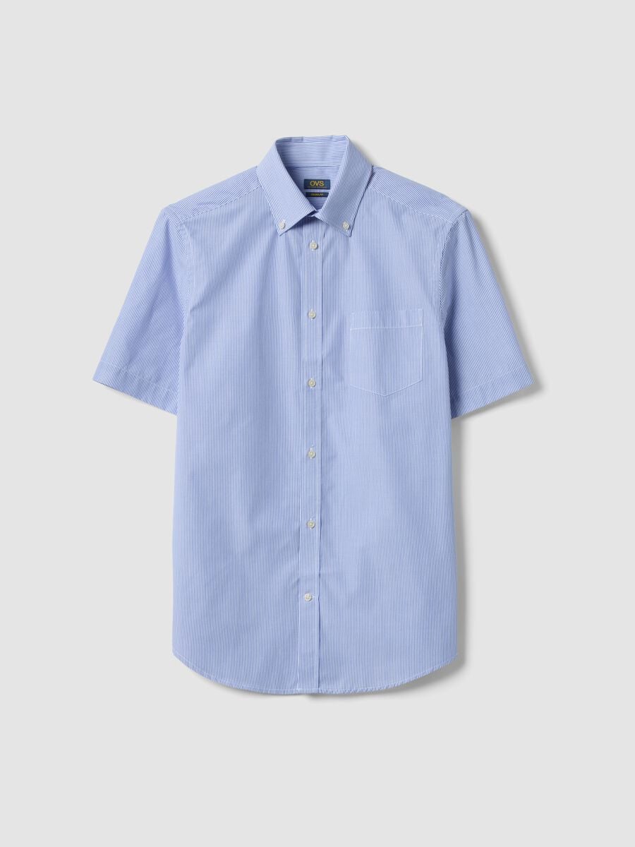 Light blue striped short-sleeve regular-fit shirt_4