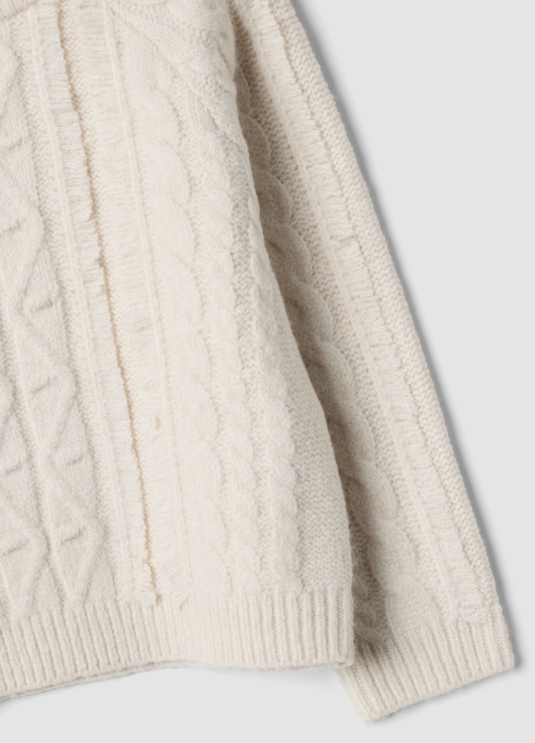 White regular-fit cable-knit stretch jumper