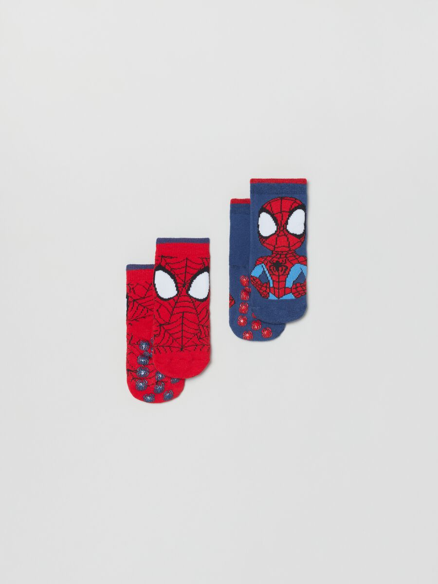 Two-pair pack slipper socks with Spidey design_1