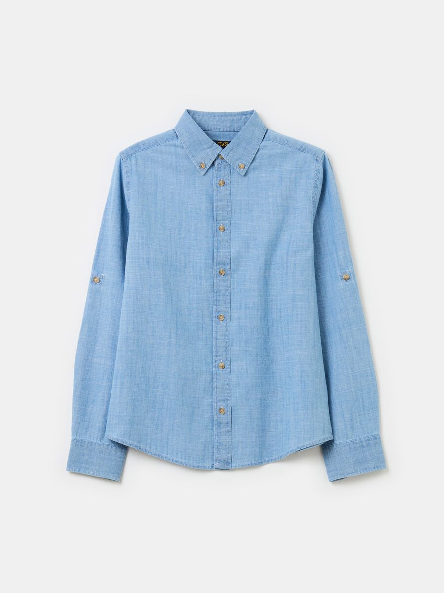 Button-down shirt in chambray cotton_0