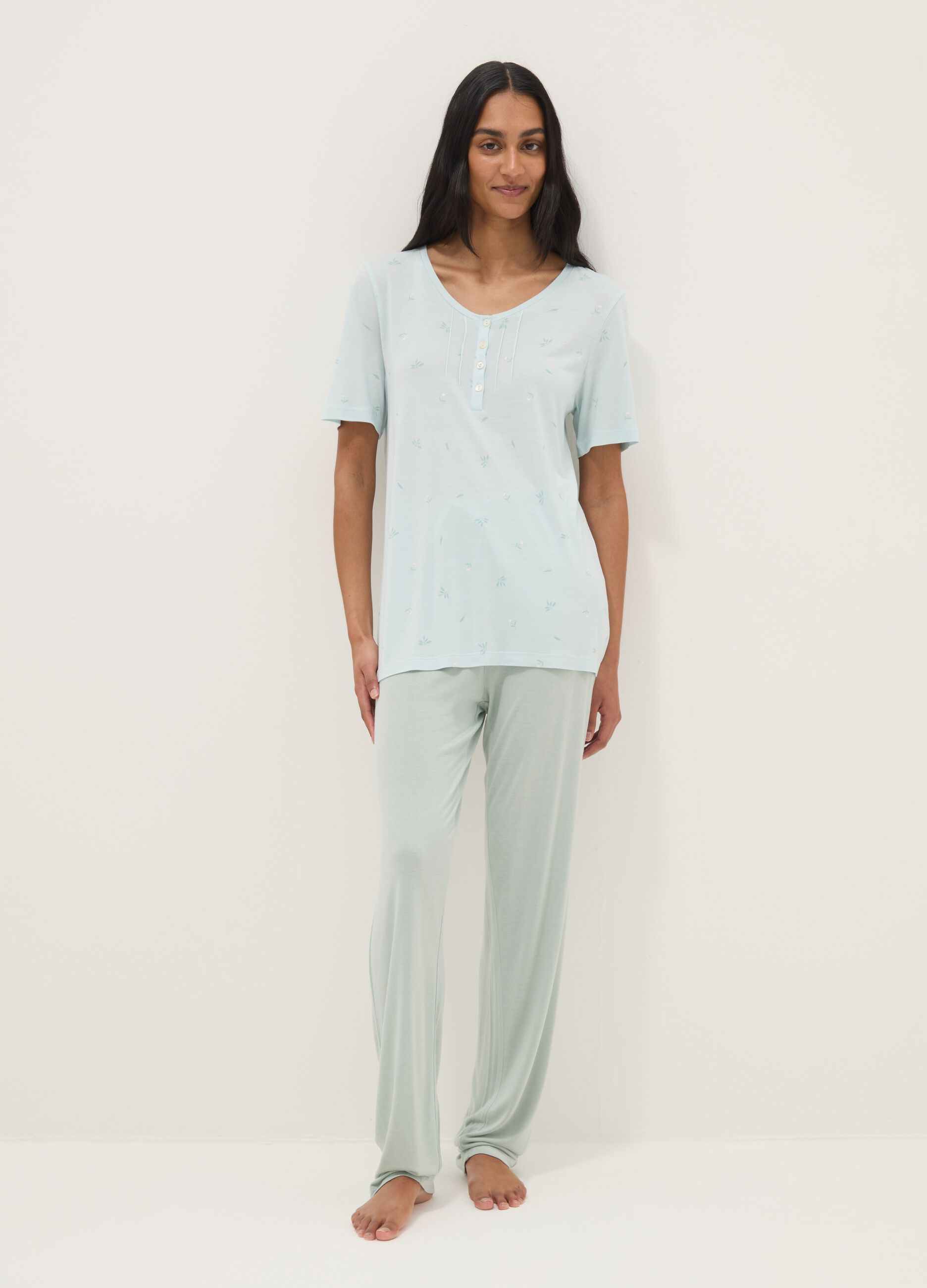 Blue pure viscose pyjamas regular fit