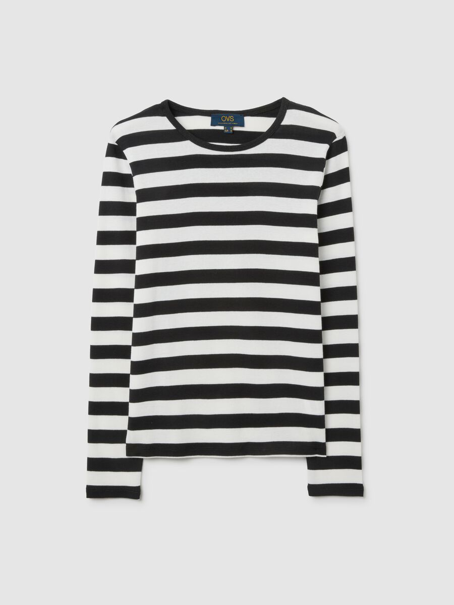 Long Sleeve White and Black Striped T-Shirt_4