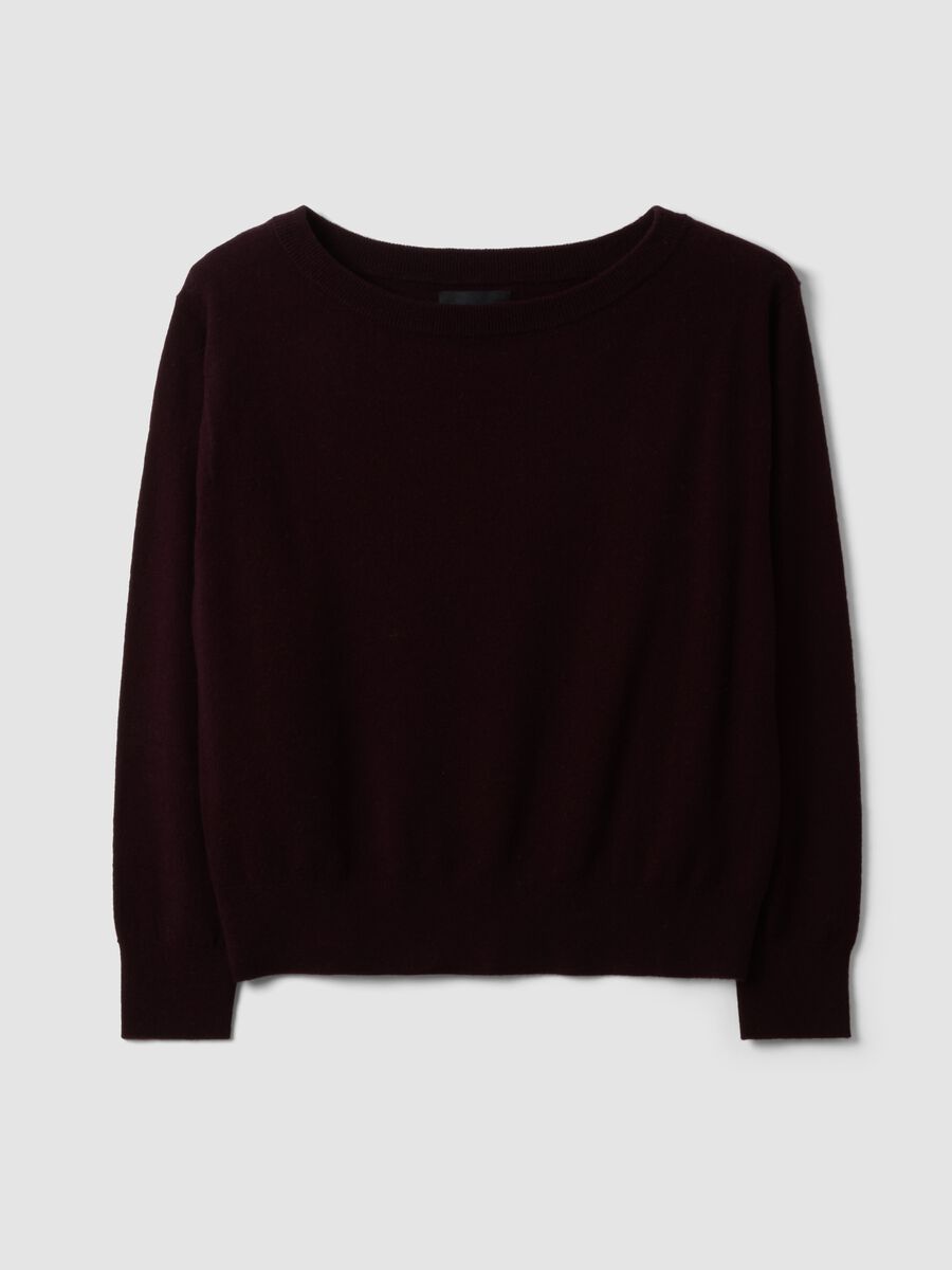 Maglia viola in pura lana con scollo a barchetta_4