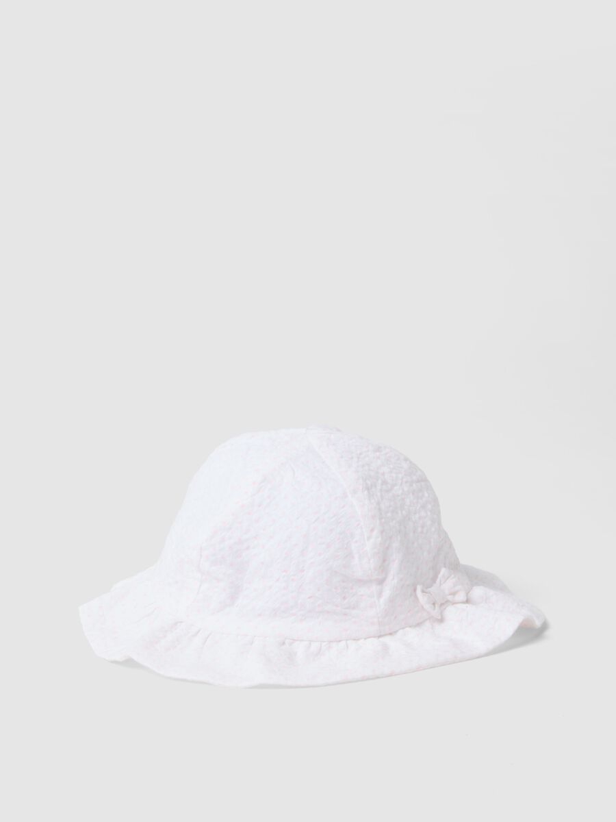 Chap&eacute;u Branco de Algod&atilde;o Puro para Beb&eacute; com La&ccedil;o_0