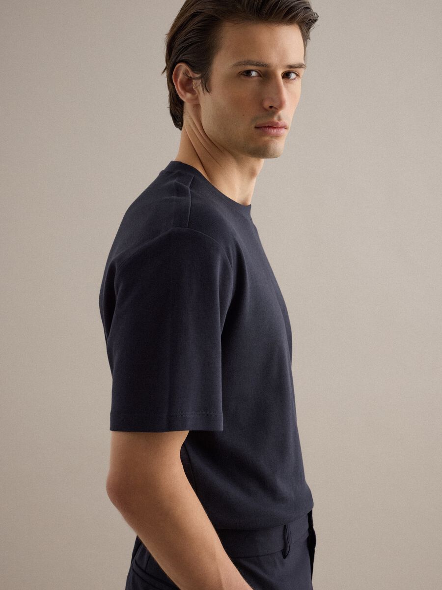 Black pure cotton crew neck T-shirt regular fit_0