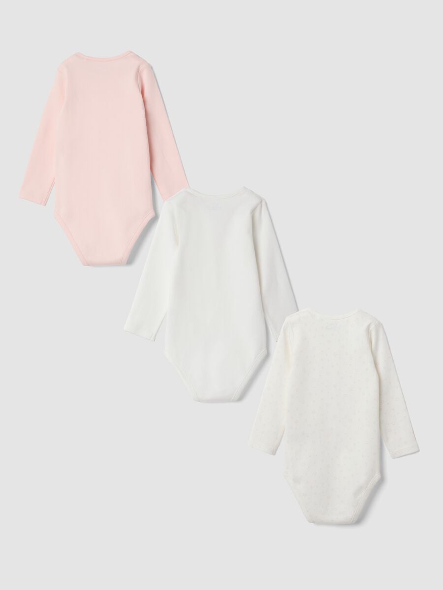 3-pack organic cotton bodysuits with print and crew neck for baby girl_1