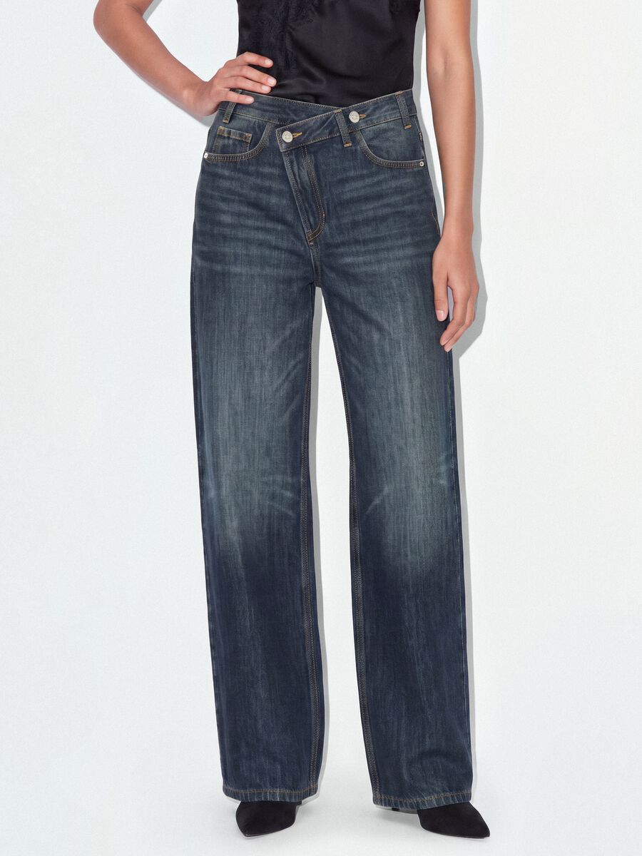 Grey pure cotton denim skater-fit jeans_1
